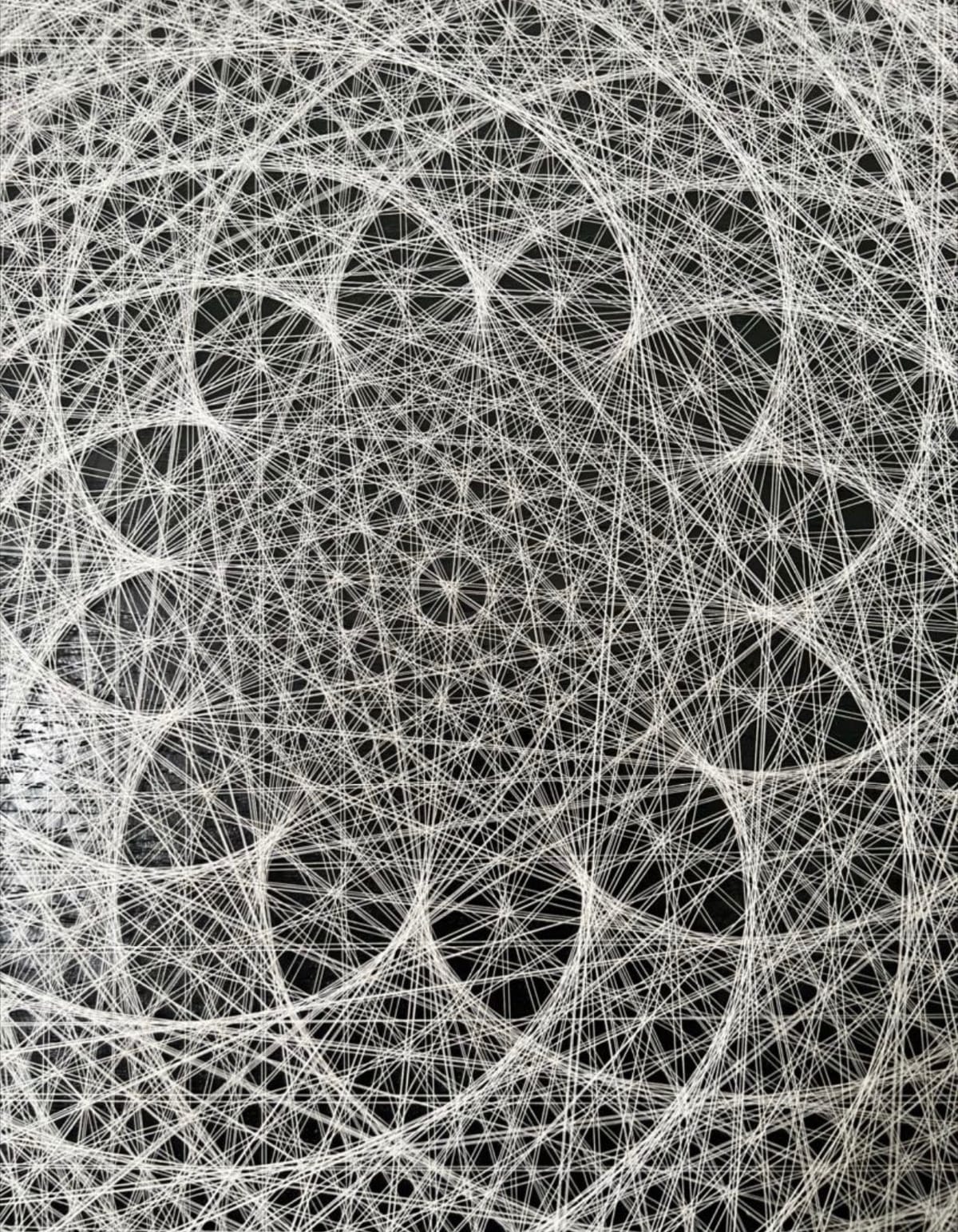 Black & White Sacred Geometry String Art Mandala – Cosmic Geometric Wall Art, Modern Meditation Decor, detail view 4 — handmade string art by Asja