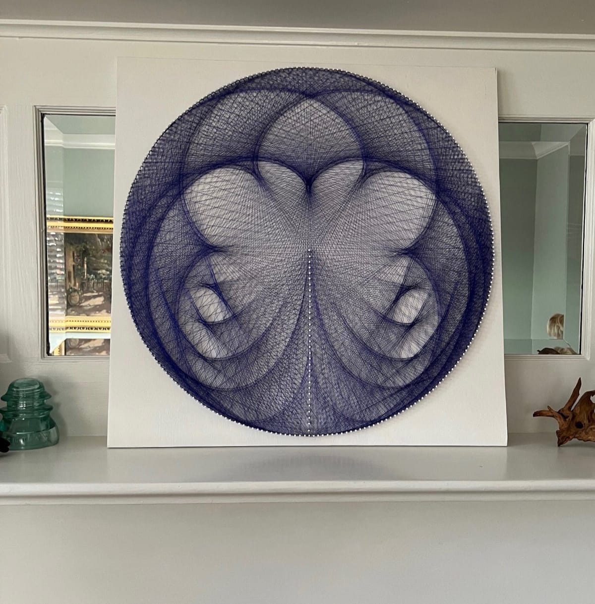Purple Butterfly String Art Wall Art – Handmade Geometric Bedroom Decor, Sacred Geometry Mandala Art, detail view 3 — handmade string art by Asja