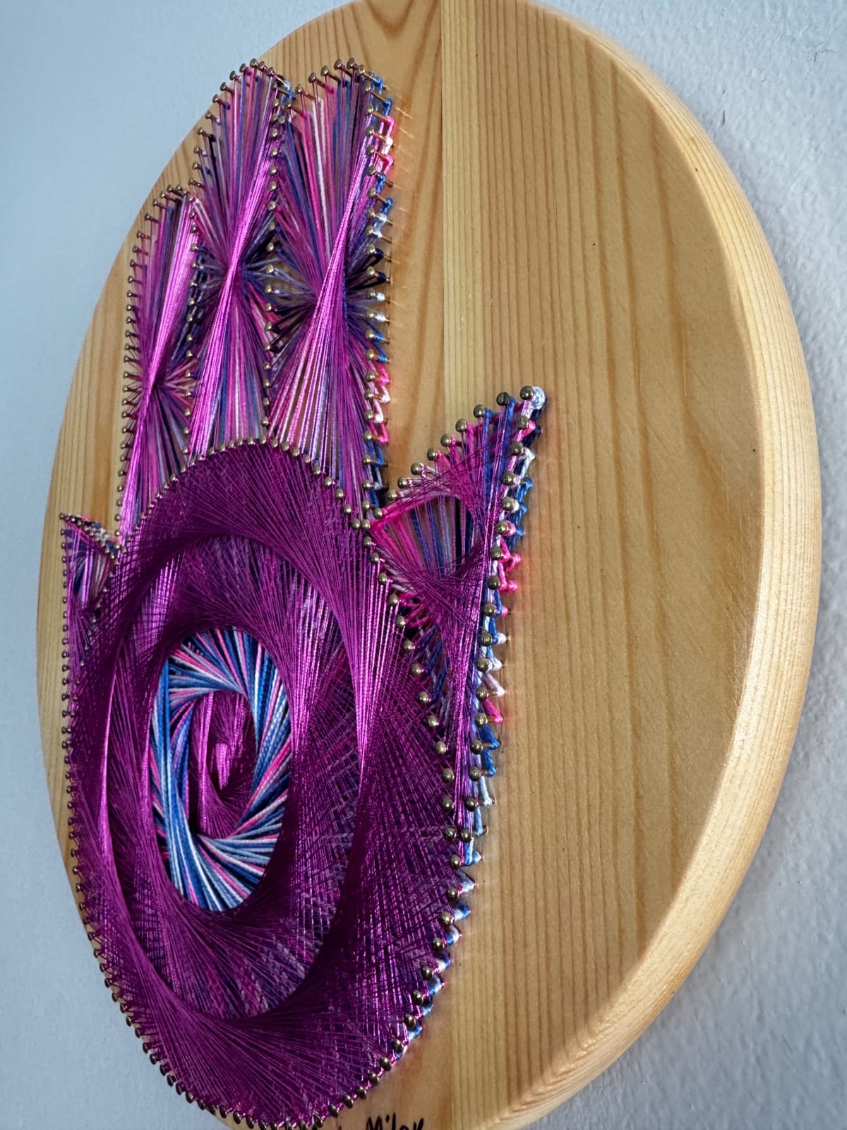 Purple & Pink Hamsa String Art - Handmade Evil Eye Wall Art, detail view 6 — handmade string art by Asja