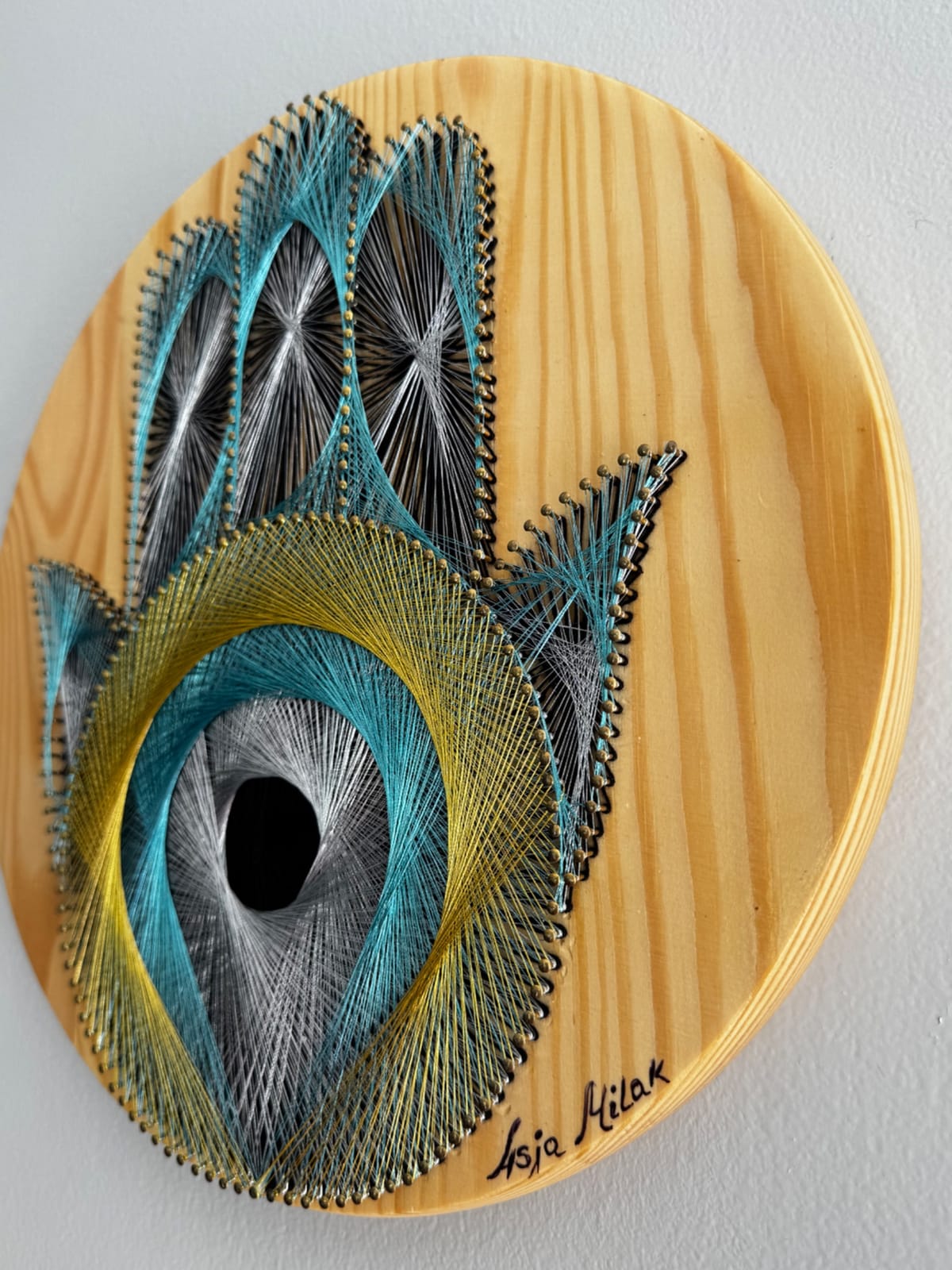 Hamsa Evil Eye String Art - Handmade Symbolic Wall Art, detail view 4 — handmade string art by Asja