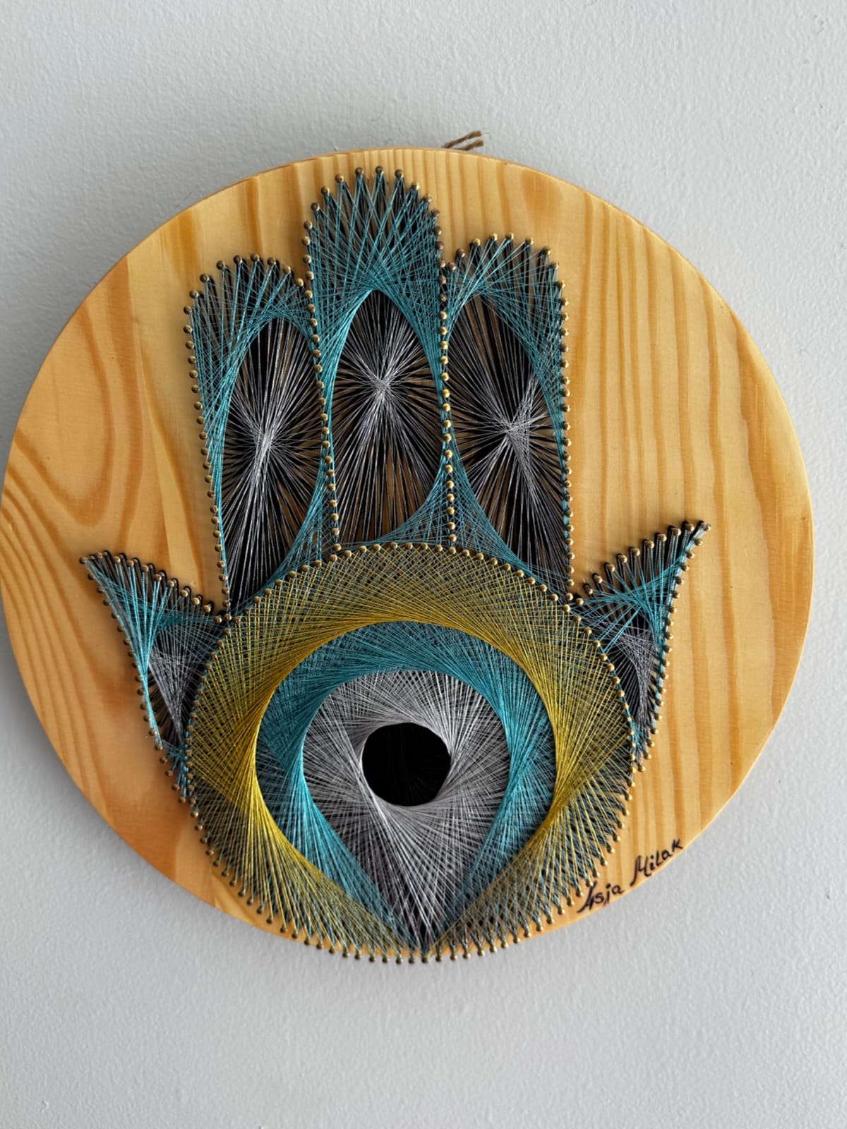 Hamsa Evil Eye String Art - Handmade Symbolic Wall Art, detail view 6 — handmade string art by Asja