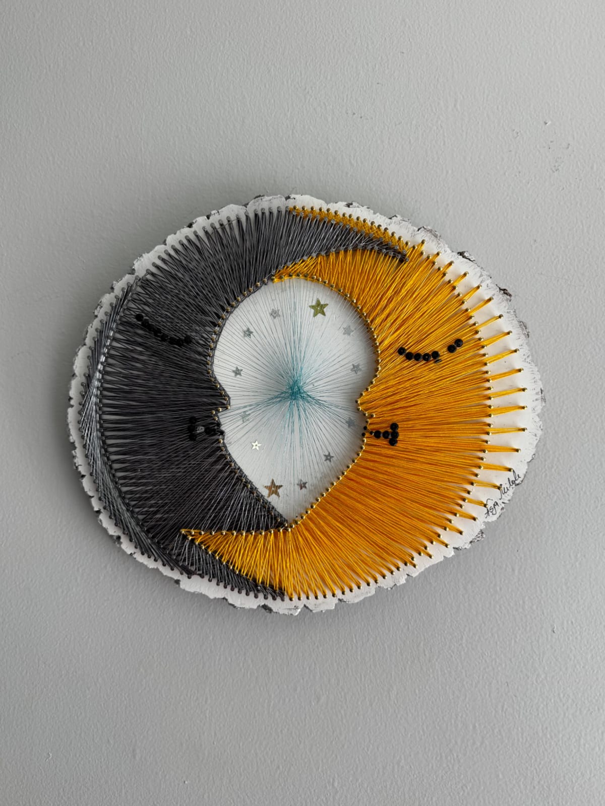 Sun & Moon String Art - Handmade Celestial Wall Art, detail view 3 — handmade string art by Asja