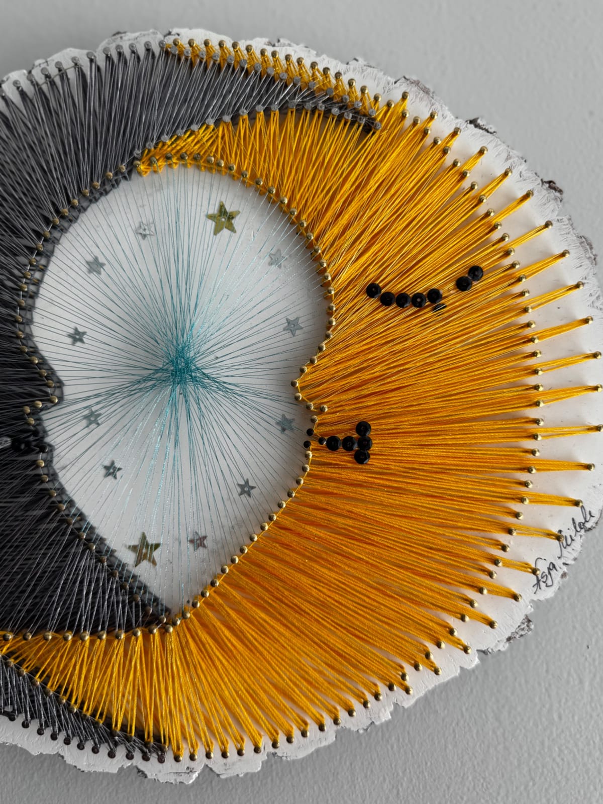 Sun & Moon String Art - Handmade Celestial Wall Art, detail view 4 — handmade string art by Asja