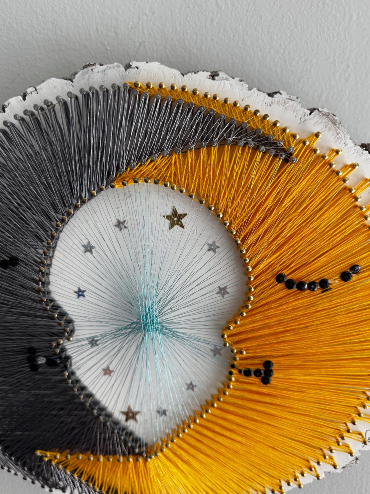 Sun & Moon String Art - Handmade Celestial Wall Art, detail view 7 — handmade string art by Asja