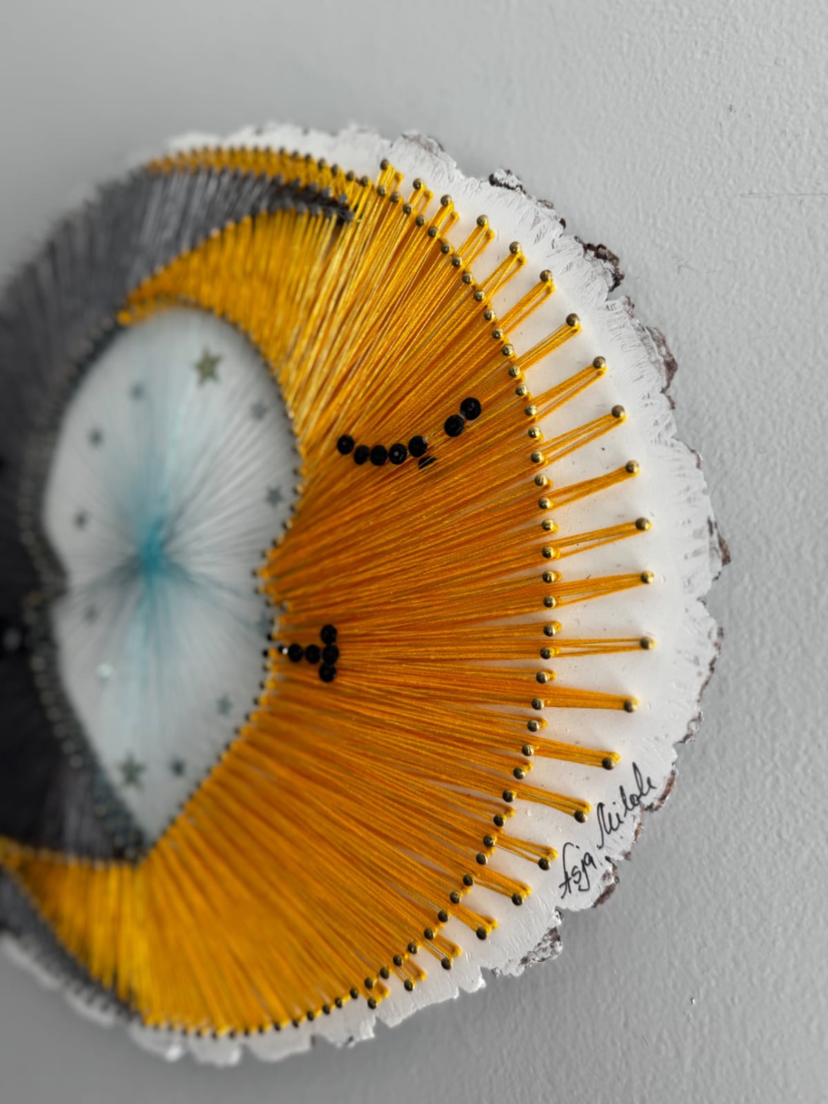 Sun & Moon String Art - Handmade Celestial Wall Art, detail view 8 — handmade string art by Asja
