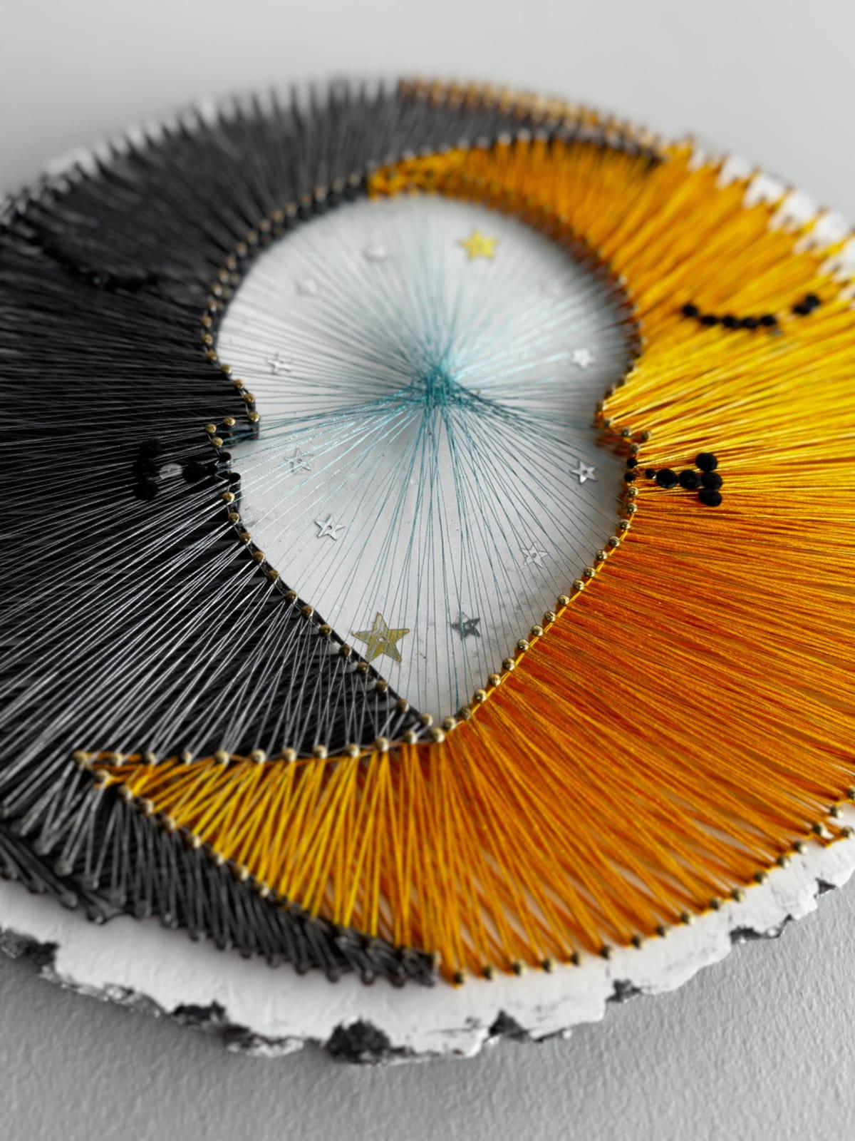 Sun & Moon String Art - Handmade Celestial Wall Art, detail view 9 — handmade string art by Asja