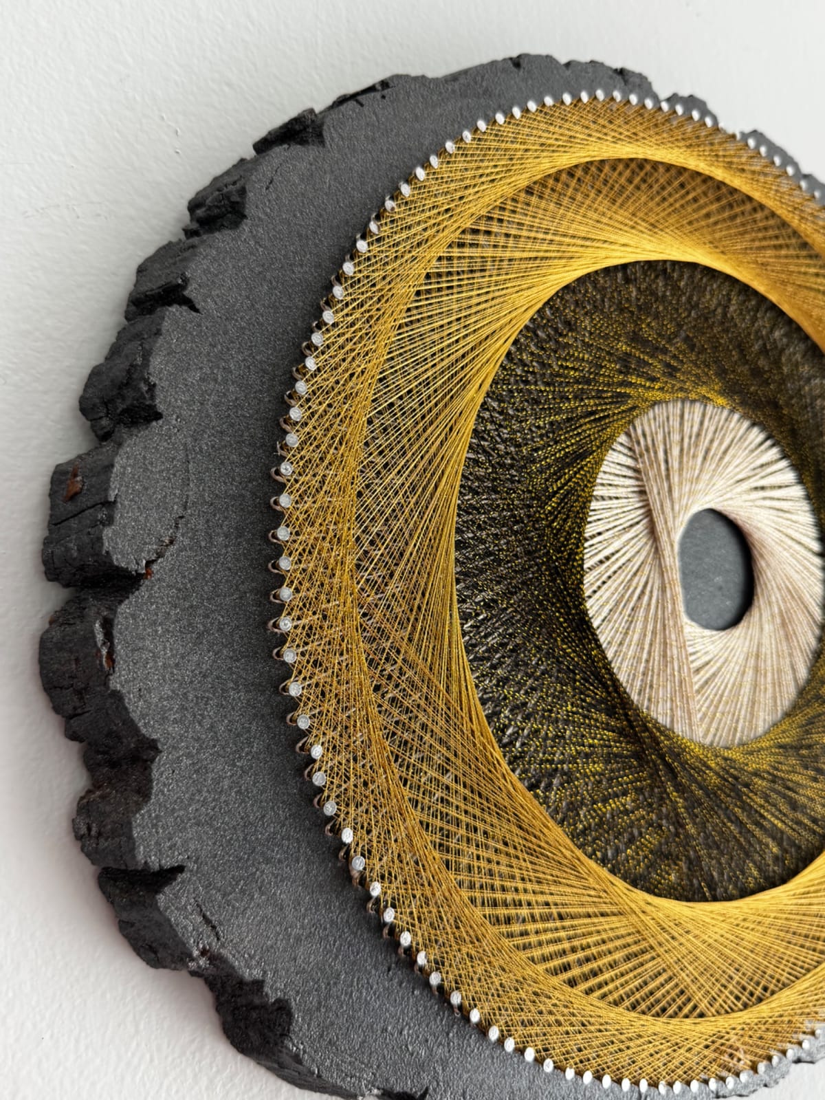 Black, Gold & Ivory Eye String Art - Handmade Geometric Wall Art, detail view 5 — handmade string art by Asja