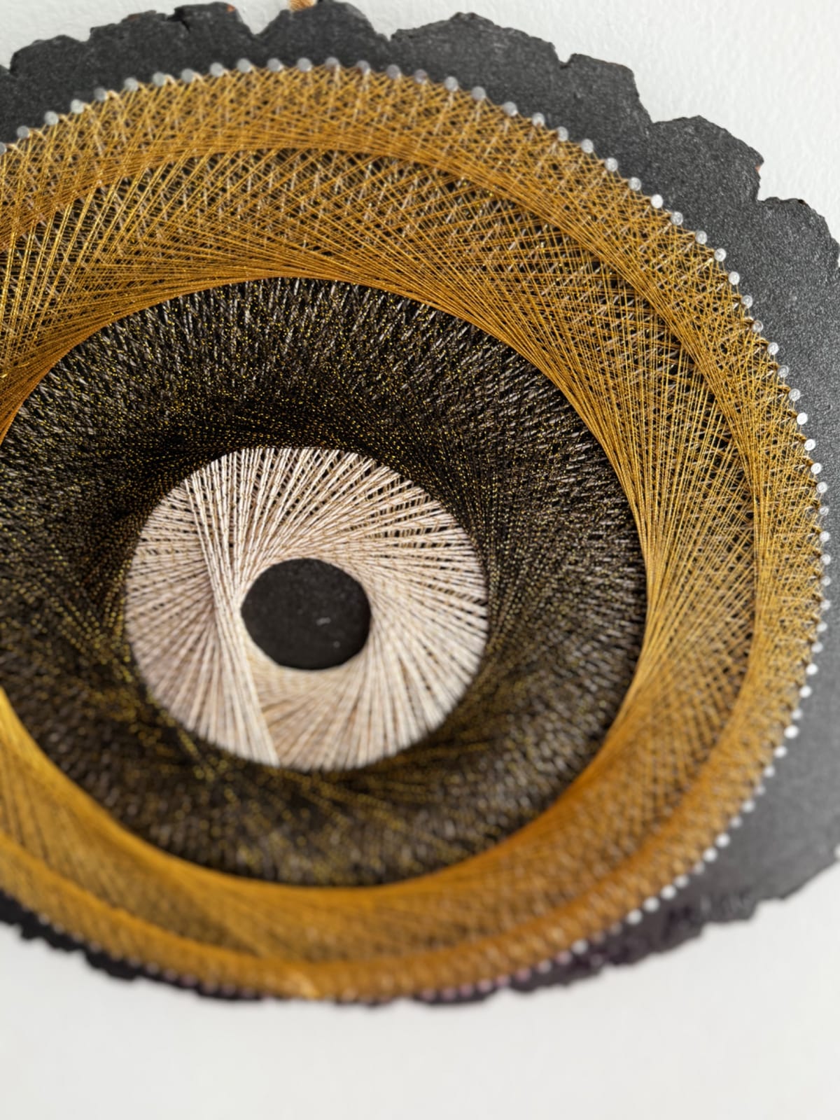 Black, Gold & Ivory Eye String Art - Handmade Geometric Wall Art, detail view 8 — handmade string art by Asja