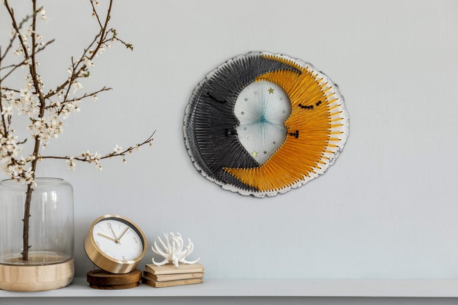 Sun & Moon String Art - Handmade Celestial Wall Art — handmade string art by Asja