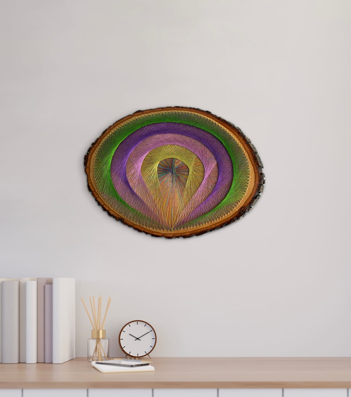 Purple, Green & Gold String Art - Handmade Geometric Wall Art — handmade string art by Asja