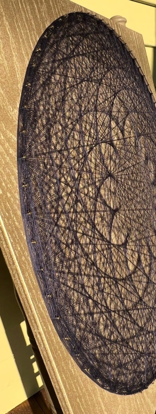 Dark Blue Mandala String Art - Handmade Geometric Wall Art, detail view 8 — handmade string art by Asja