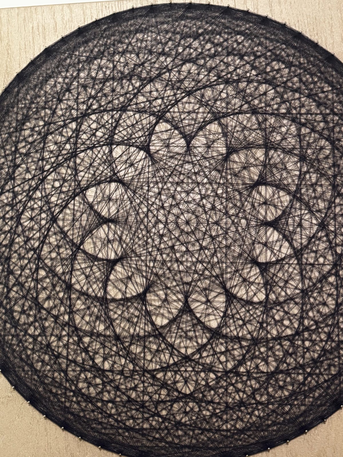 Dark Blue Mandala String Art - Handmade Geometric Wall Art, detail view 7 — handmade string art by Asja