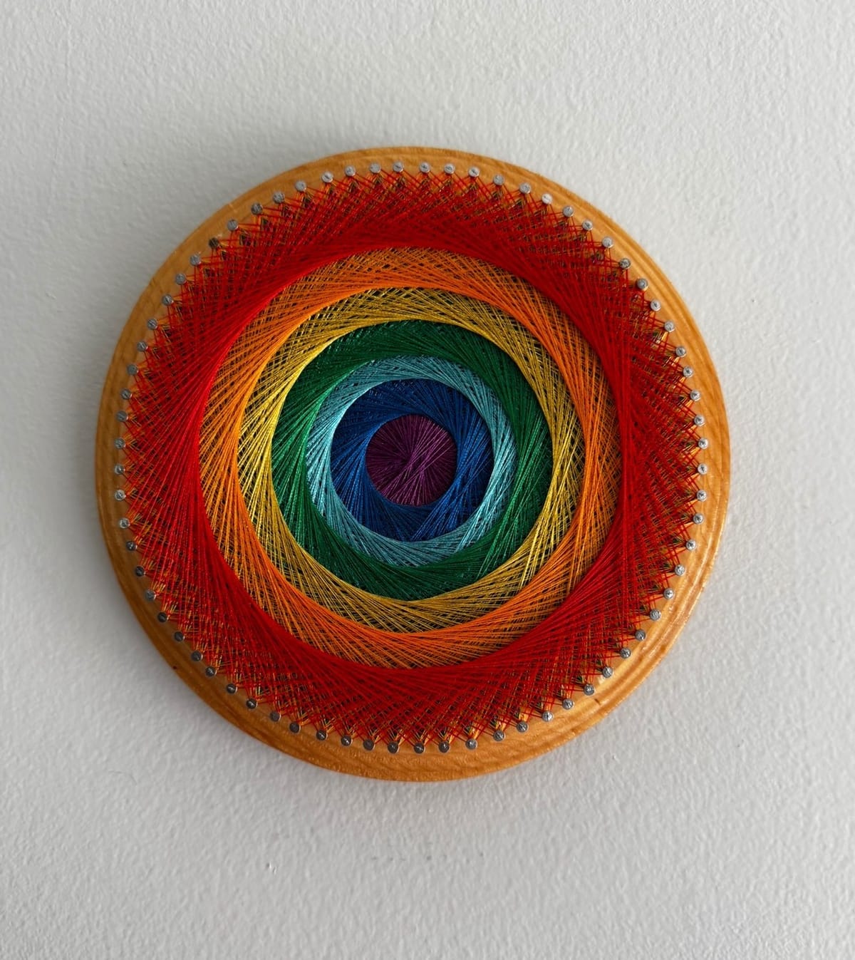 9” Rainbow String Art - Handmade Geometric Wall Art, detail view 2 — handmade string art by Asja