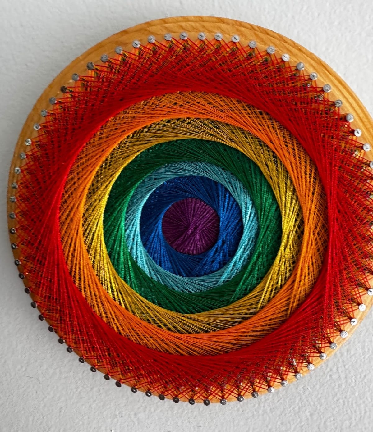 9” Rainbow String Art - Handmade Geometric Wall Art, detail view 5 — handmade string art by Asja