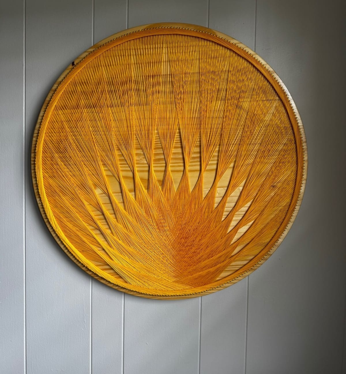 Gold String Art - Handmade Geometric Wall Art, detail view 2 — handmade string art by Asja