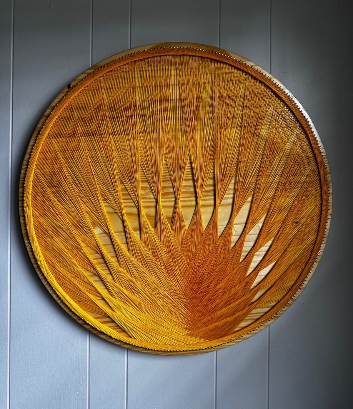 Gold String Art - Handmade Geometric Wall Art, detail view 3 — handmade string art by Asja