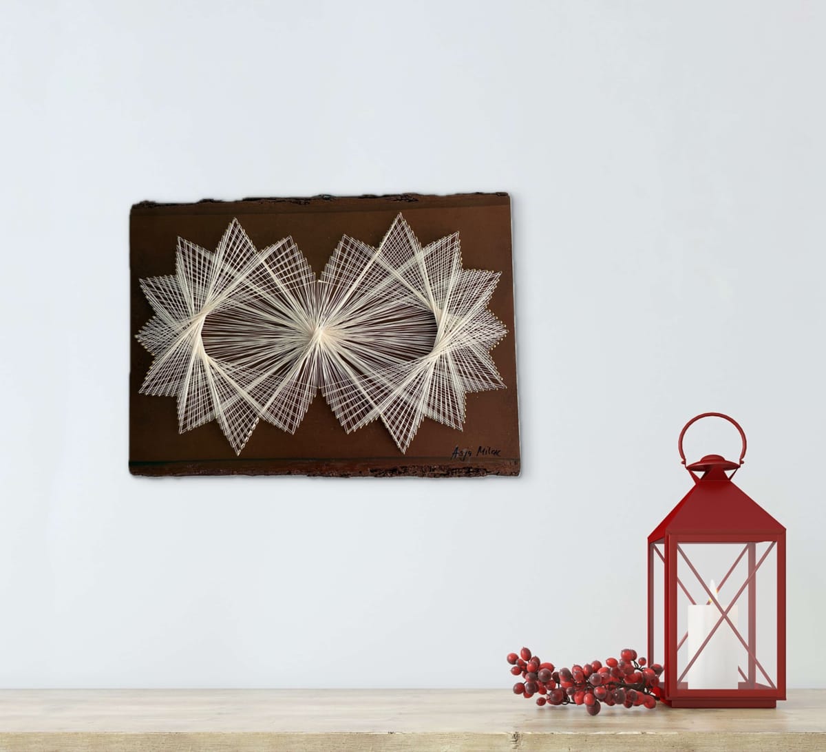 Holiday Star String Art - Handmade Christmas Wall Art, detail view 2 — handmade string art by Asja