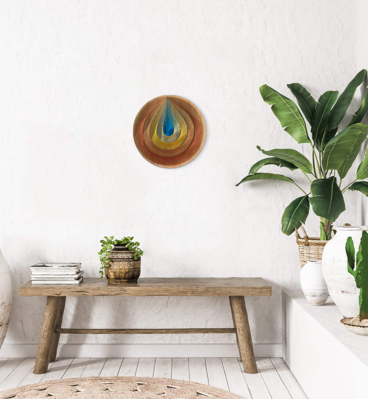 Radiant Teardrop String Art - Handmade Colorful Geometric Wall Art, detail view 2 — handmade string art by Asja