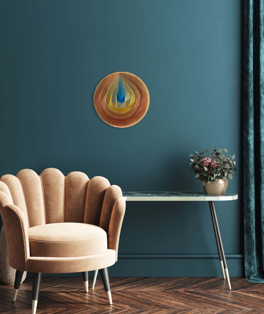Radiant Teardrop String Art - Handmade Colorful Geometric Wall Art — handmade string art by Asja