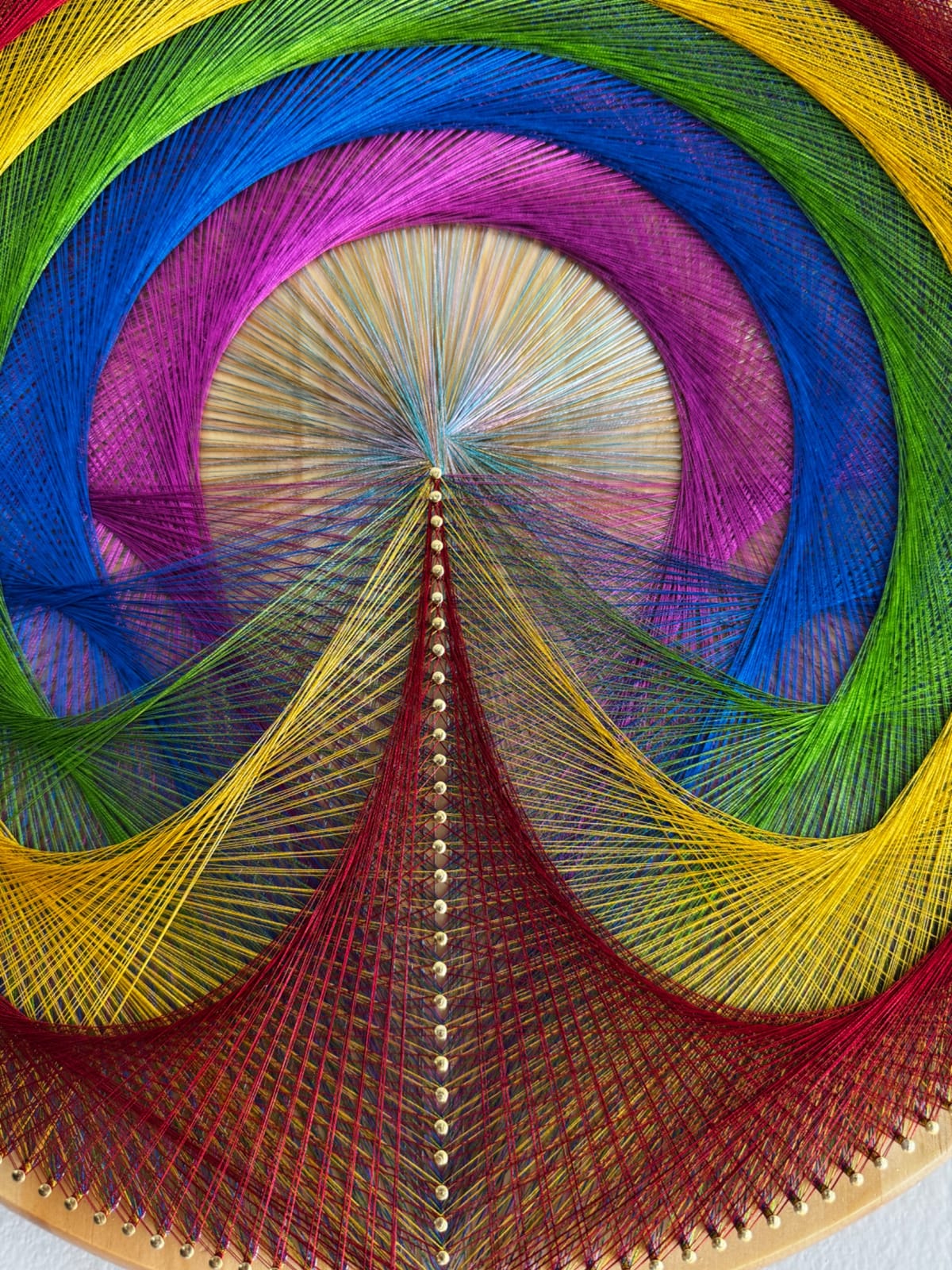 Rainbow String Art Mandala – Colorful Geometric Wall Art, Handmade Boho Decor, detail view 8 — handmade string art by Asja