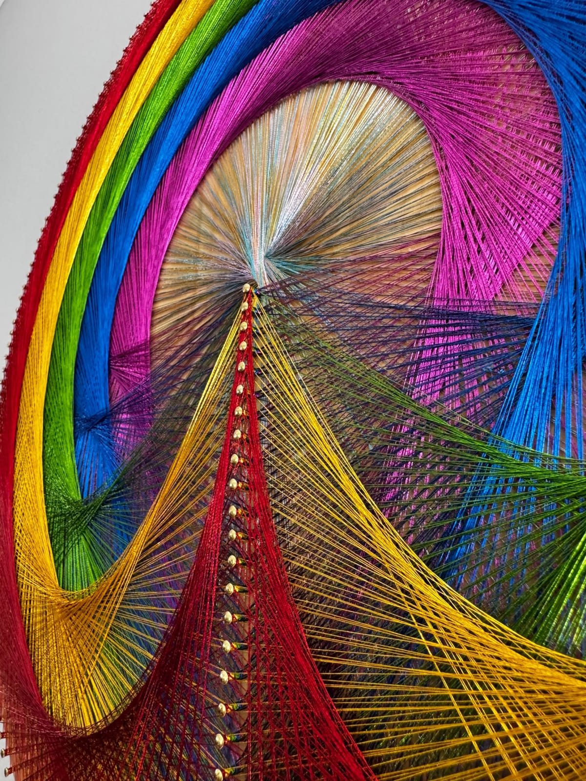 Rainbow String Art Mandala – Colorful Geometric Wall Art, Handmade Boho Decor, detail view 9 — handmade string art by Asja
