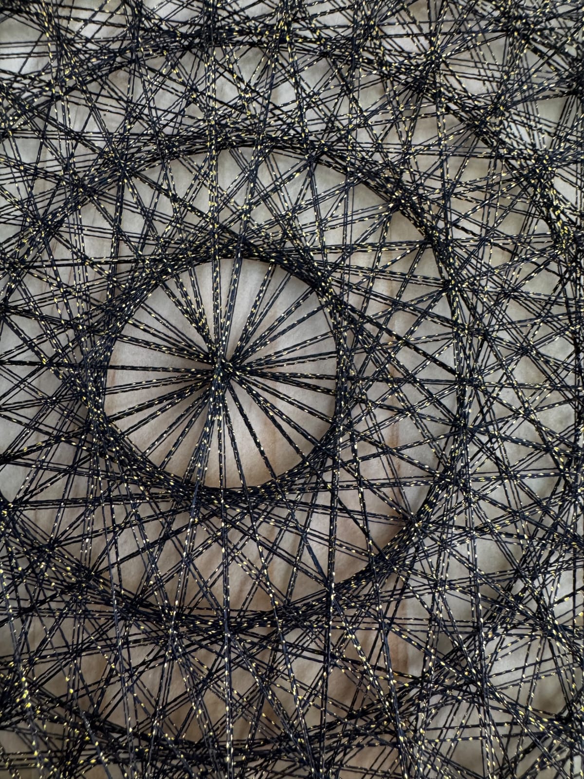 Black and Gold String Art Mandala – Geometric Wood Wall Art, Handmade Boho Decor, detail view 11 — handmade string art by Asja