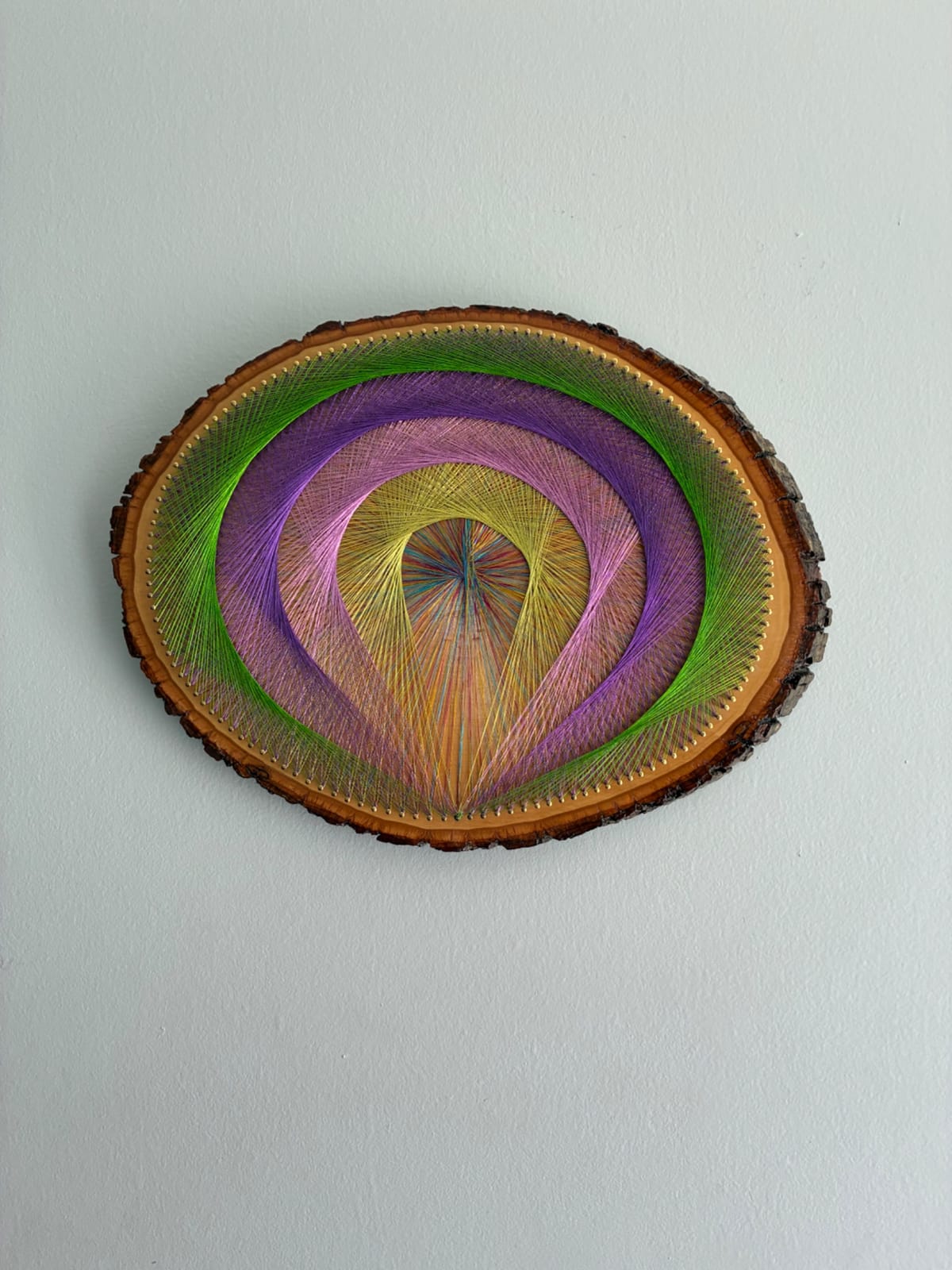 Purple, Green & Gold String Art - Handmade Geometric Wall Art, detail view 2 — handmade string art by Asja