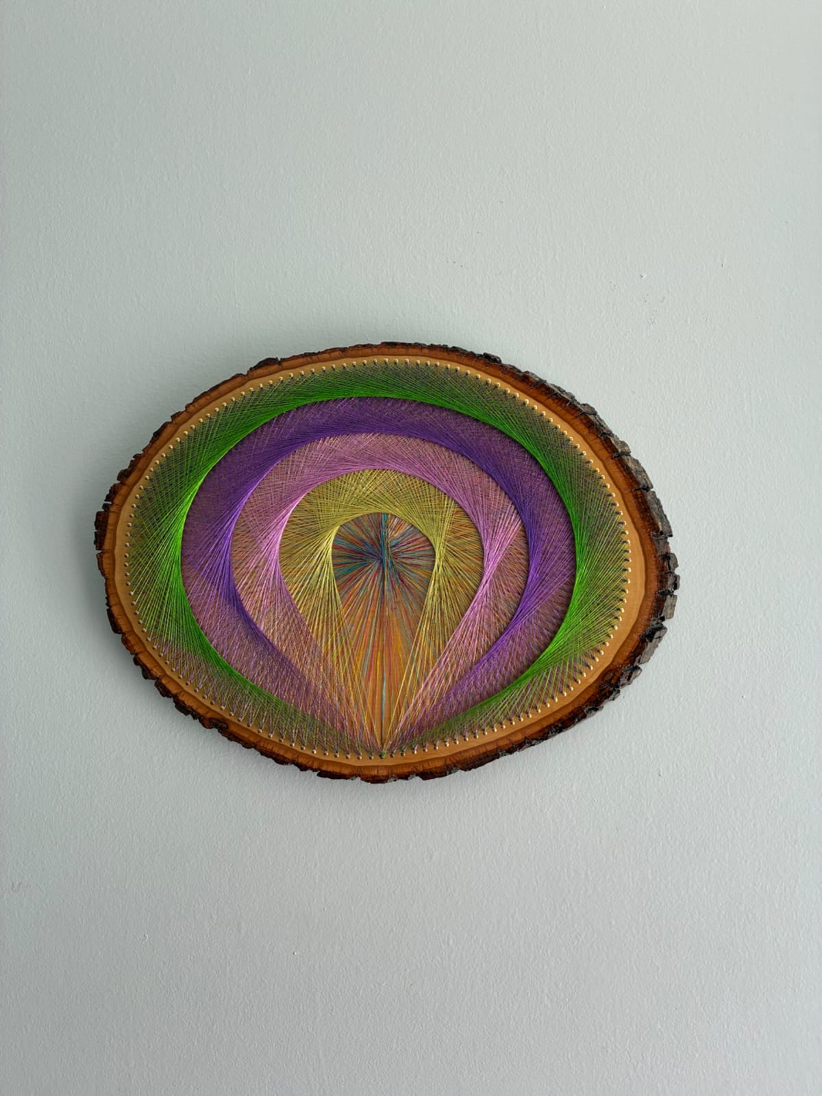 Purple, Green & Gold String Art - Handmade Geometric Wall Art, detail view 3 — handmade string art by Asja