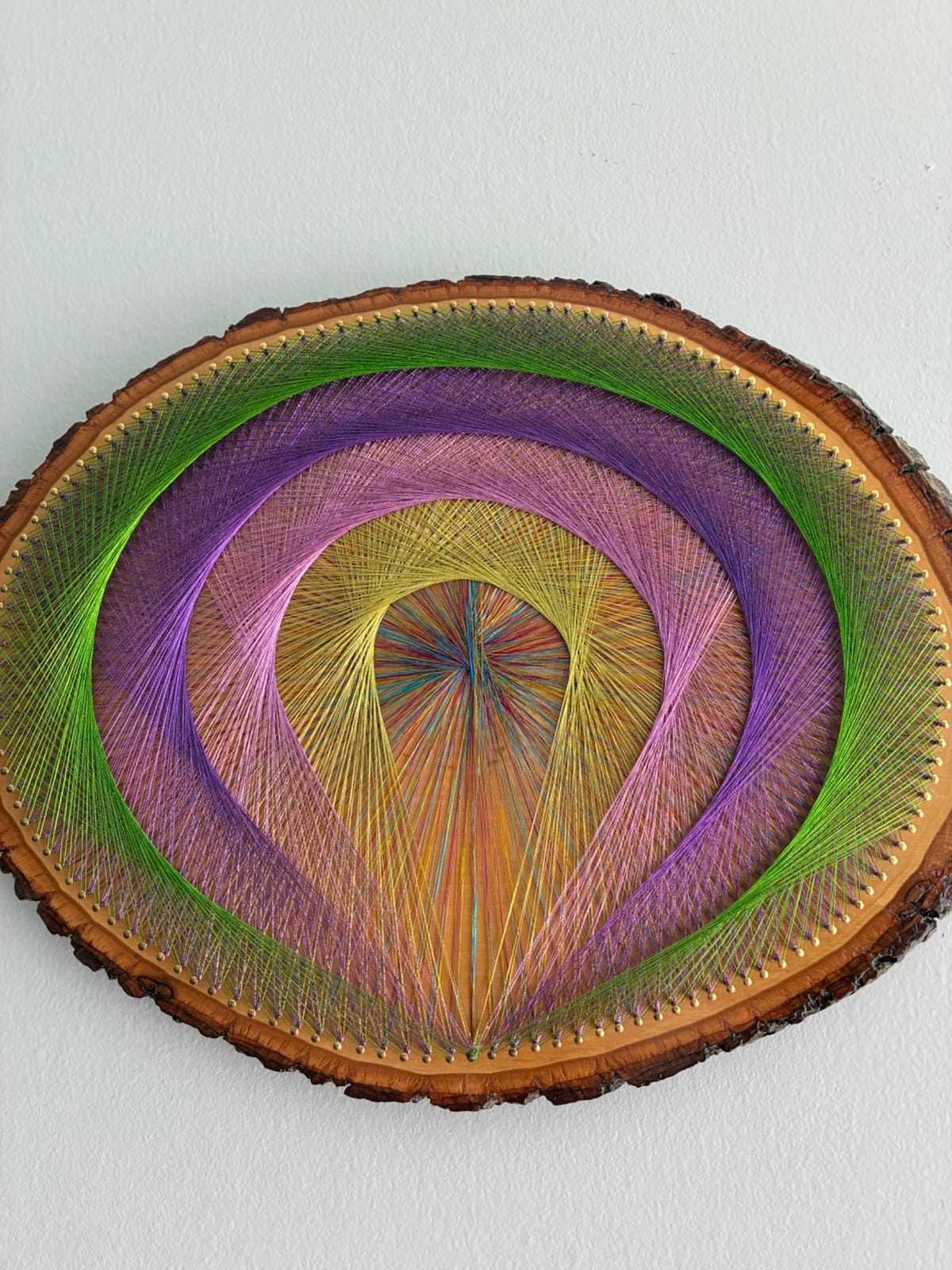 Purple, Green & Gold String Art - Handmade Geometric Wall Art, detail view 4 — handmade string art by Asja