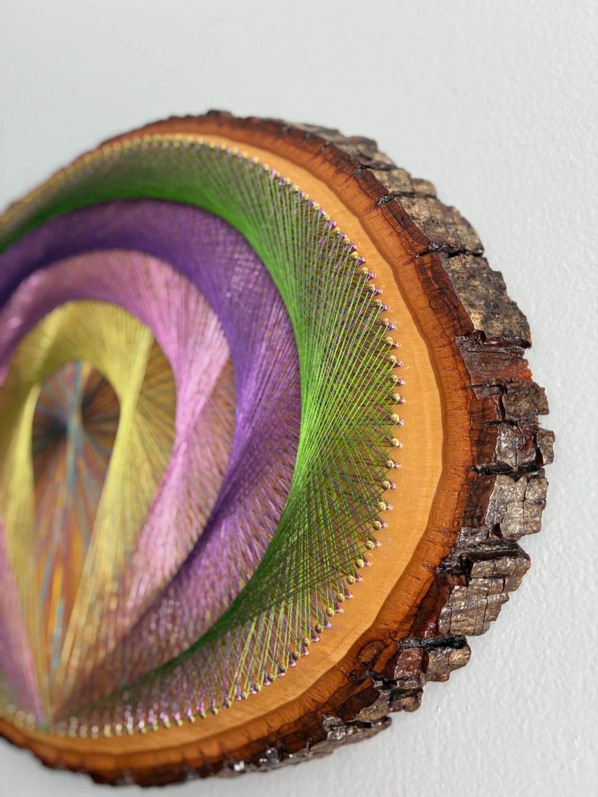 Purple, Green & Gold String Art - Handmade Geometric Wall Art, detail view 5 — handmade string art by Asja