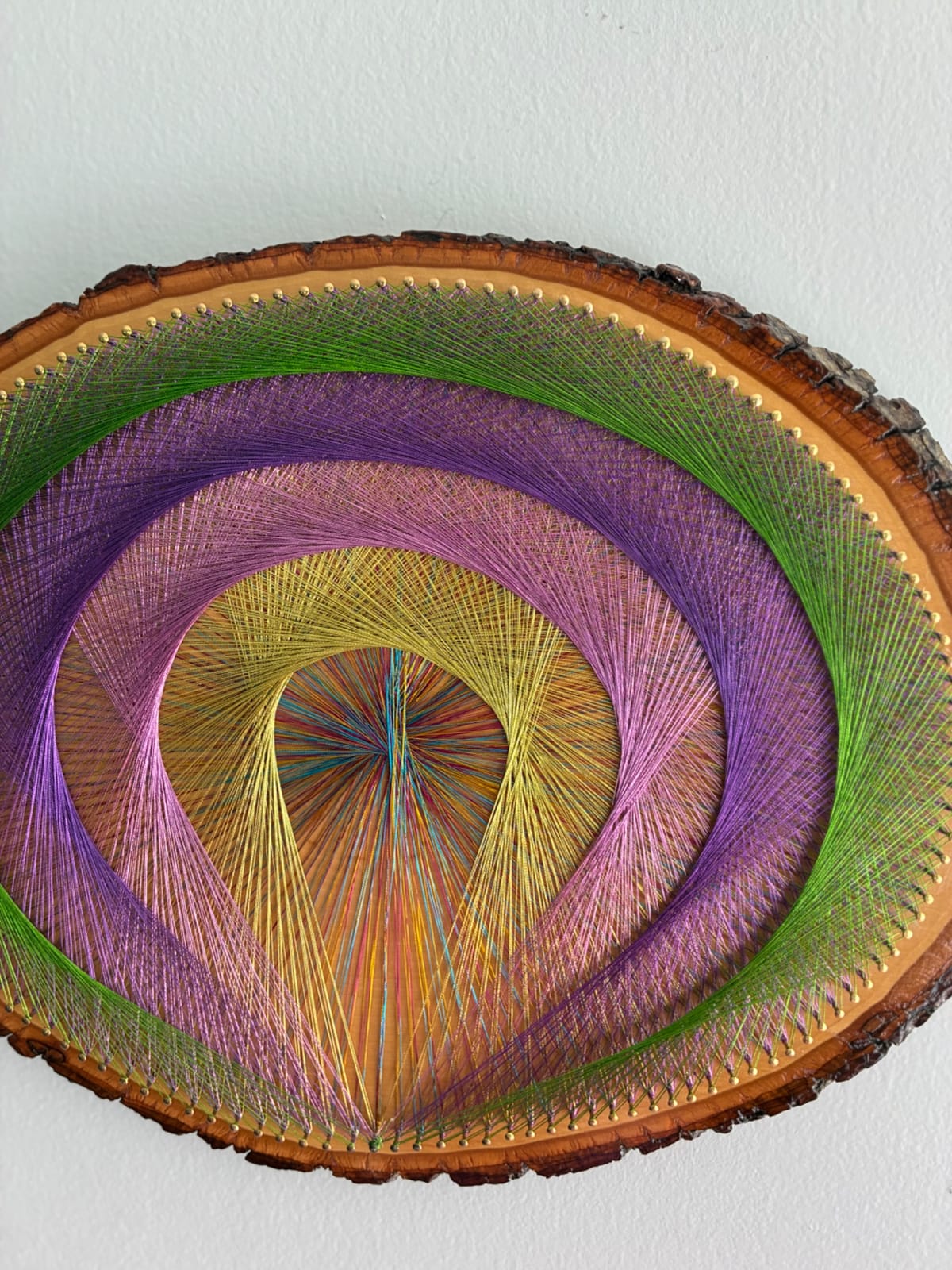 Purple, Green & Gold String Art - Handmade Geometric Wall Art, detail view 6 — handmade string art by Asja