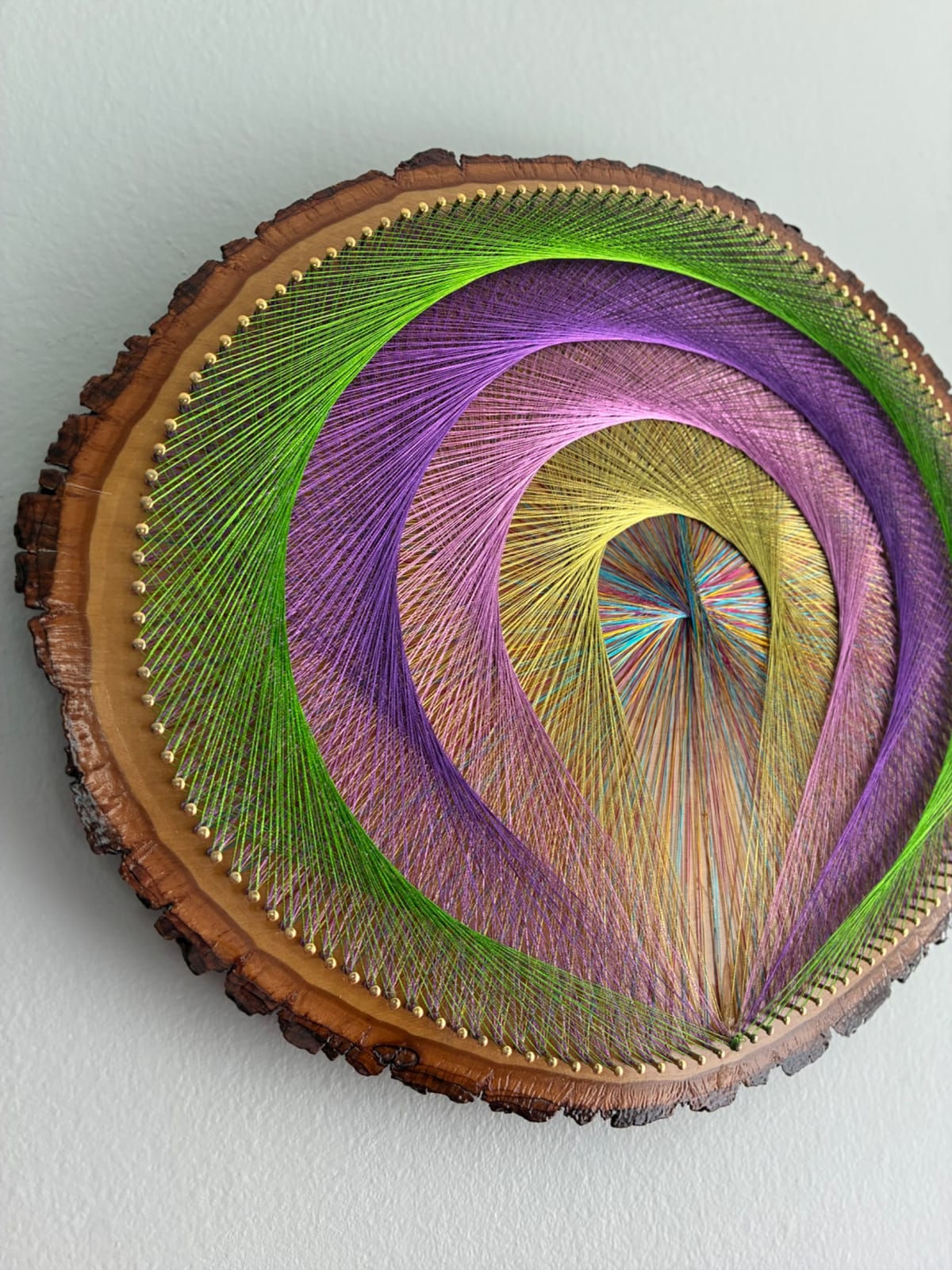 Purple, Green & Gold String Art - Handmade Geometric Wall Art, detail view 7 — handmade string art by Asja