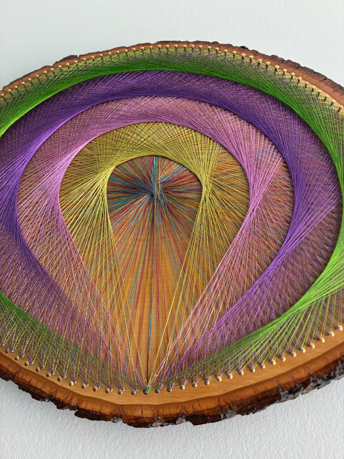 Purple, Green & Gold String Art - Handmade Geometric Wall Art, detail view 8 — handmade string art by Asja