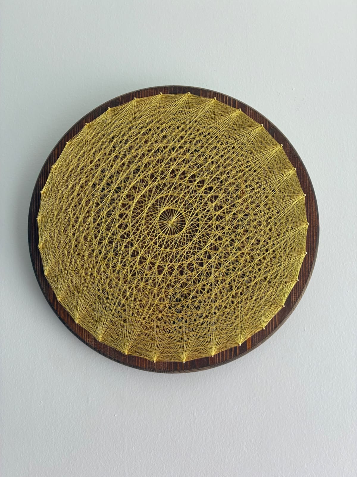 Gold Spider Web String Art - Handmade Geometric Wall Art, detail view 2 — handmade string art by Asja