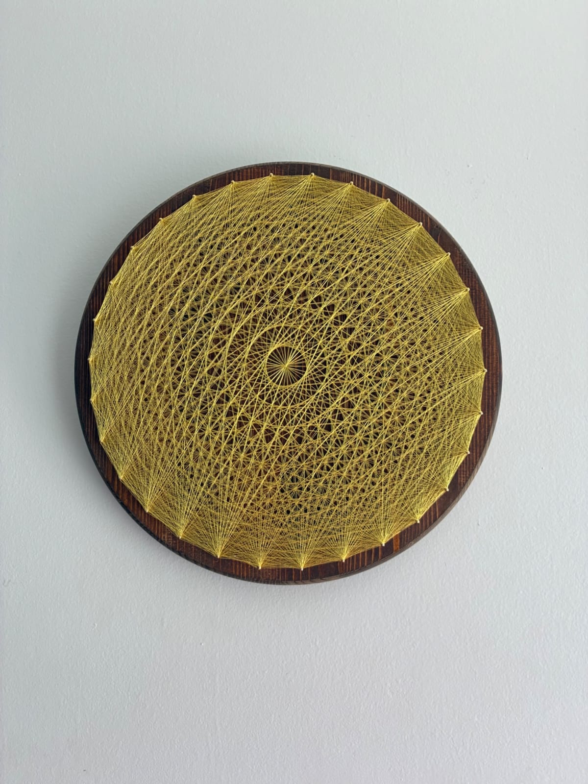 Gold Spider Web String Art - Handmade Geometric Wall Art, detail view 3 — handmade string art by Asja