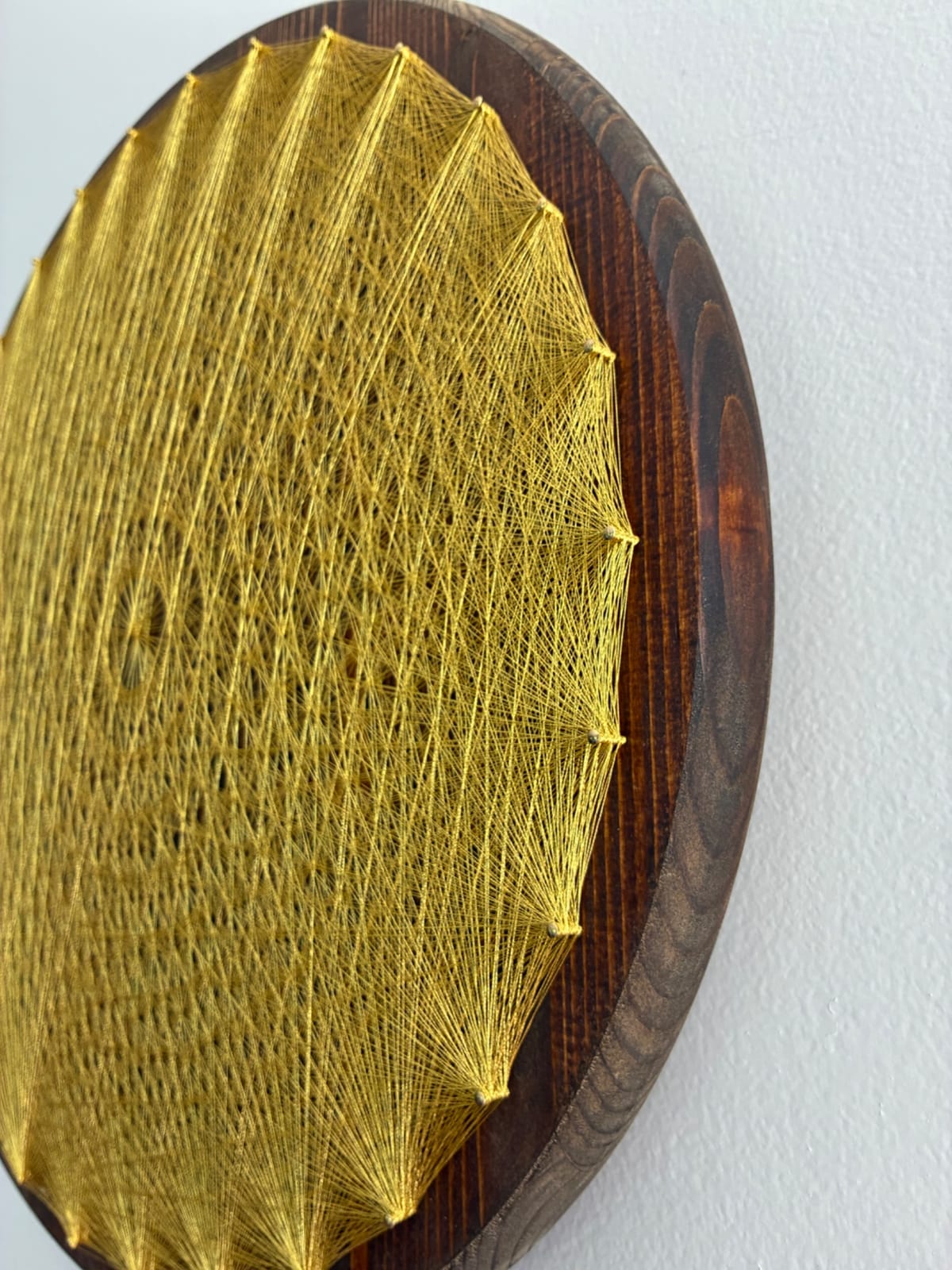 Gold Spider Web String Art - Handmade Geometric Wall Art, detail view 6 — handmade string art by Asja
