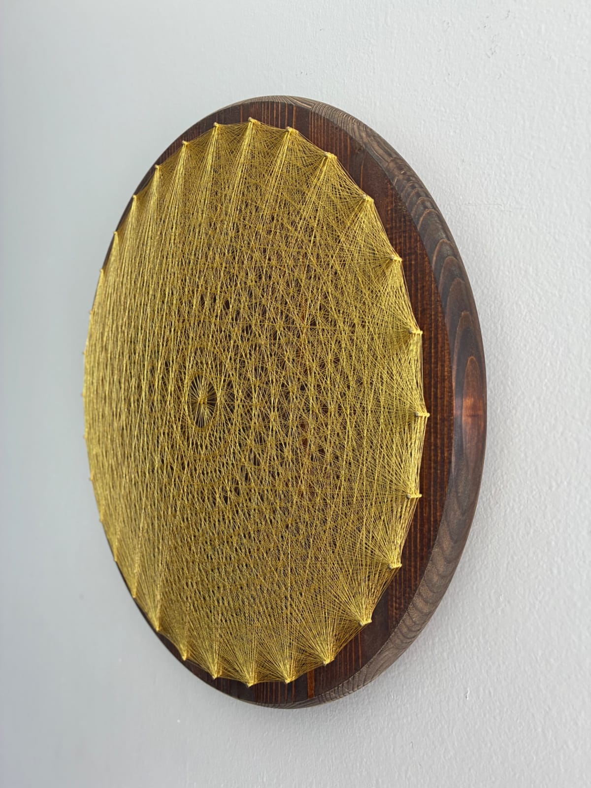 Gold Spider Web String Art - Handmade Geometric Wall Art, detail view 7 — handmade string art by Asja