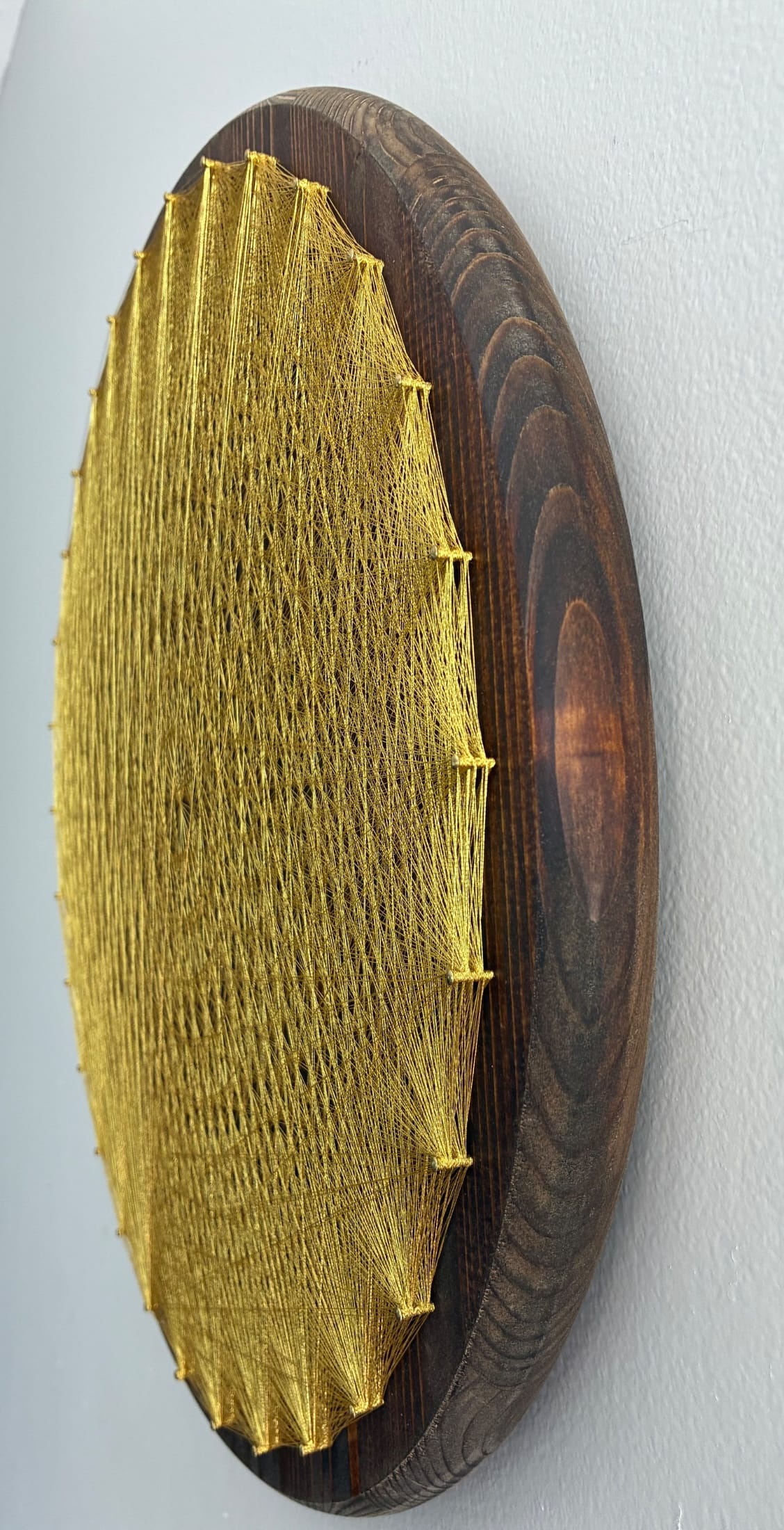 Gold Spider Web String Art - Handmade Geometric Wall Art, detail view 8 — handmade string art by Asja