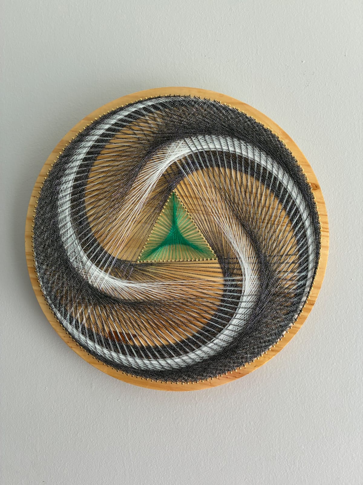 Black, White & Green String Art - Handmade Geometric Wall Art, detail view 2 — handmade string art by Asja