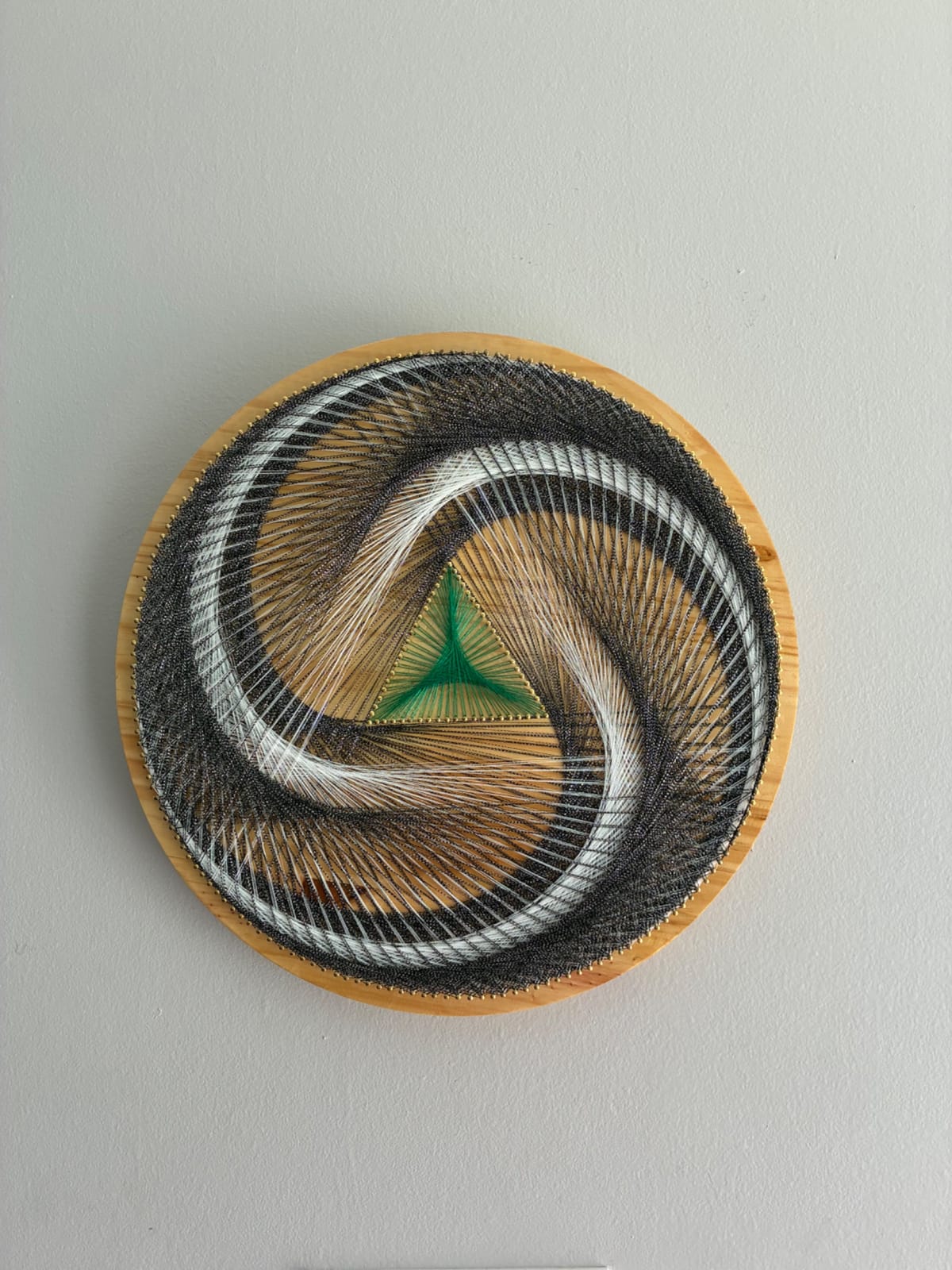 Black, White & Green String Art - Handmade Geometric Wall Art, detail view 3 — handmade string art by Asja