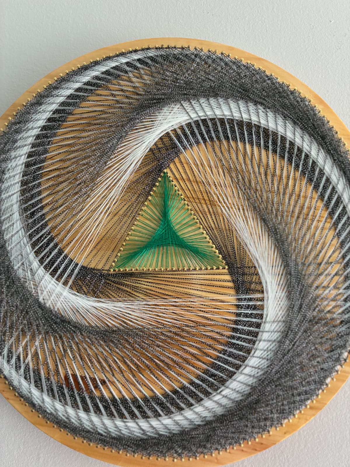 Black, White & Green String Art - Handmade Geometric Wall Art, detail view 4 — handmade string art by Asja