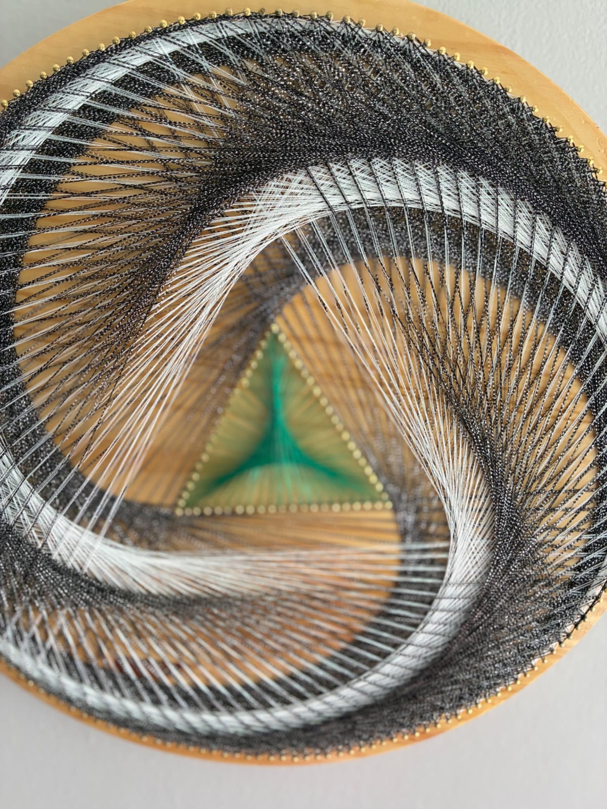 Black, White & Green String Art - Handmade Geometric Wall Art, detail view 6 — handmade string art by Asja
