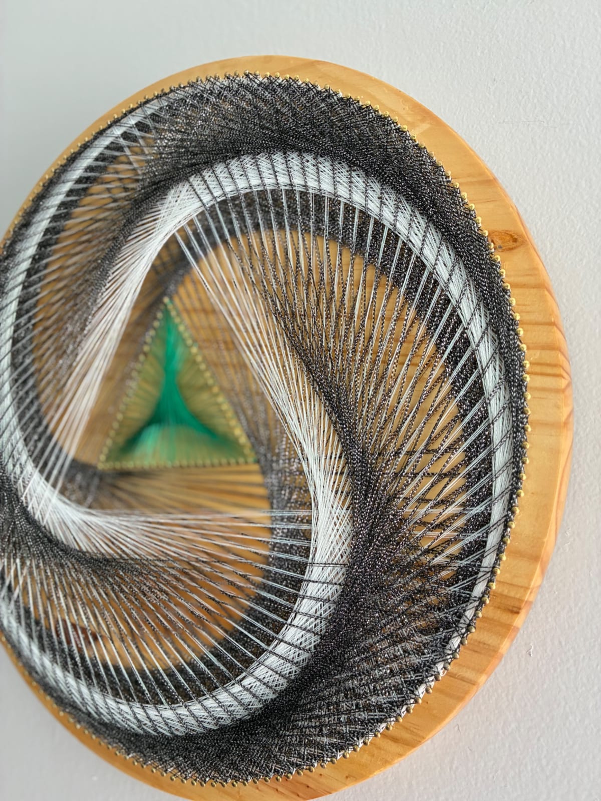 Black, White & Green String Art - Handmade Geometric Wall Art, detail view 7 — handmade string art by Asja