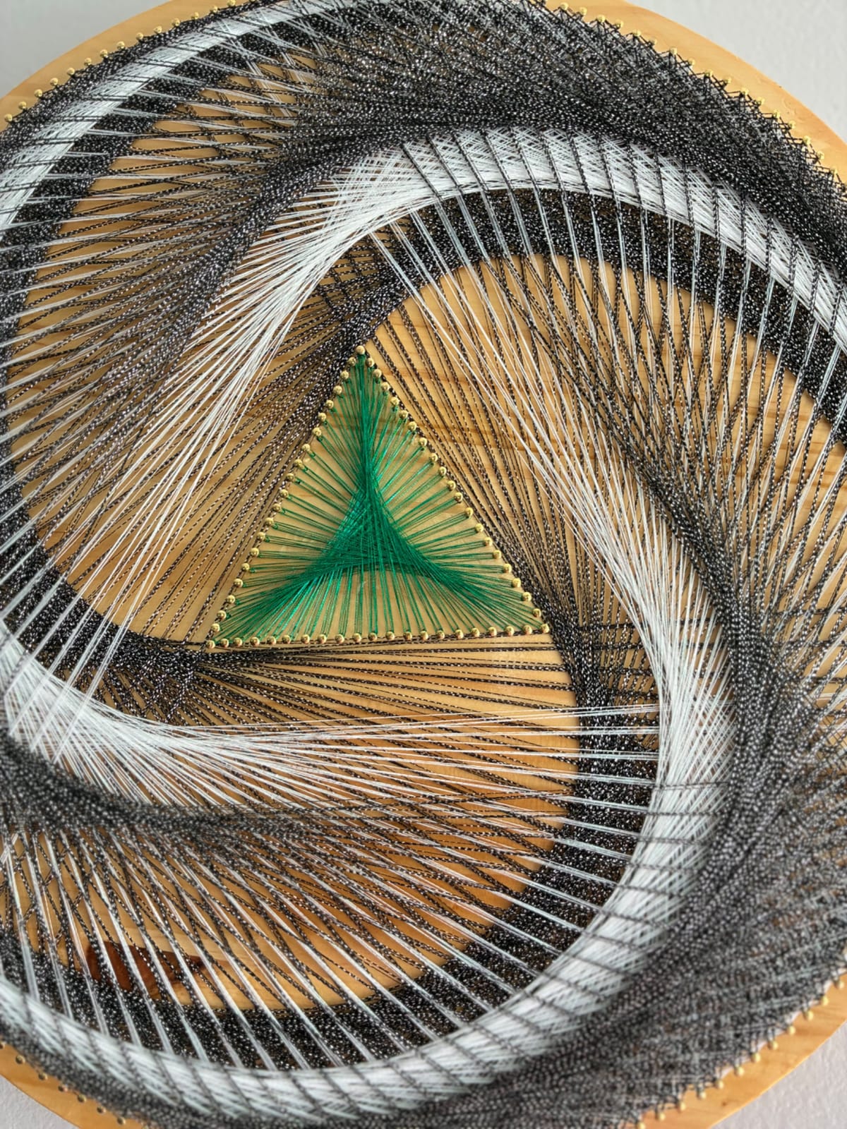 Black, White & Green String Art - Handmade Geometric Wall Art, detail view 8 — handmade string art by Asja