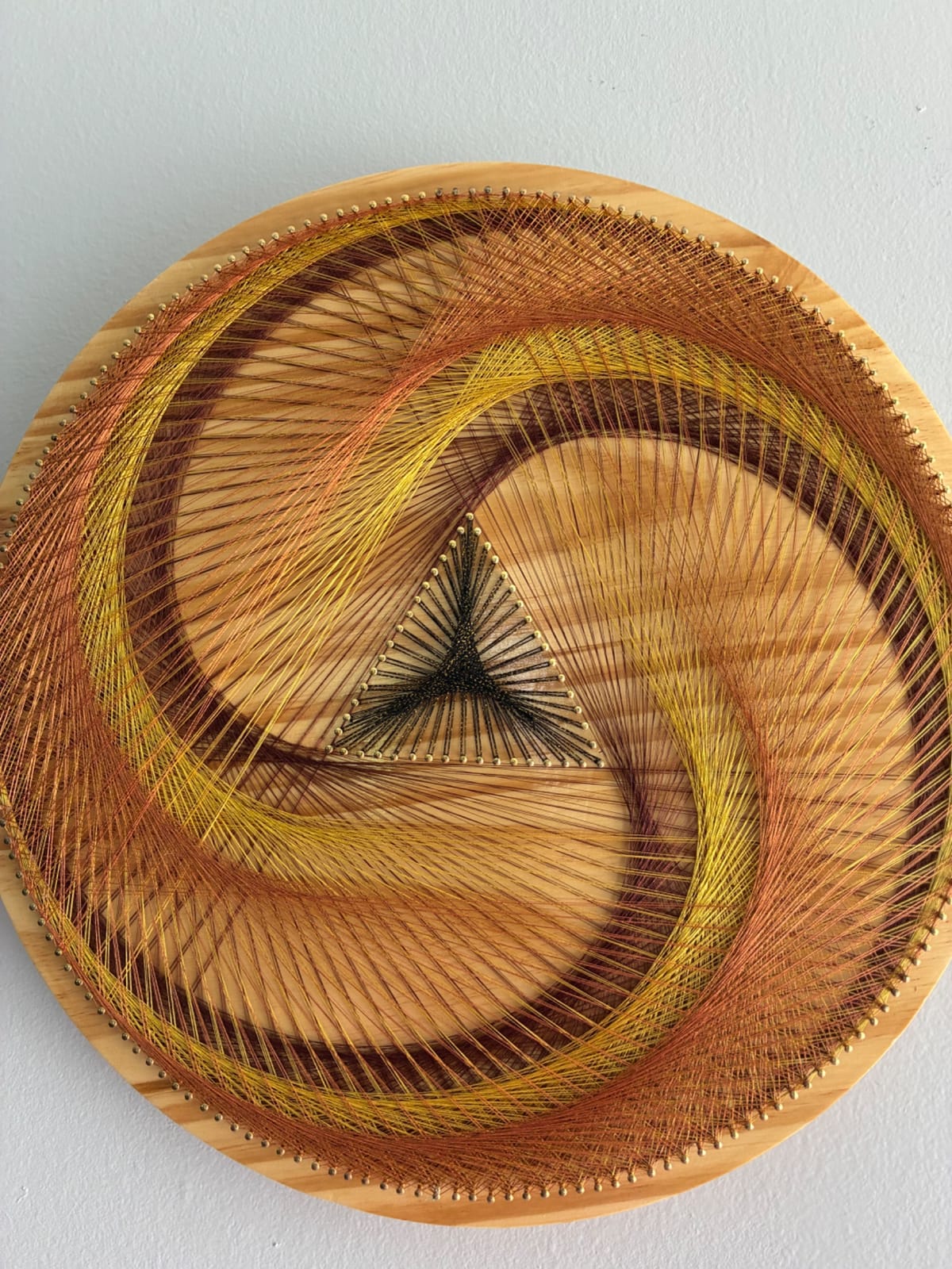 Rust, Gold & Burgundy String Art - Handmade Geometric Wall Art, detail view 3 — handmade string art by Asja