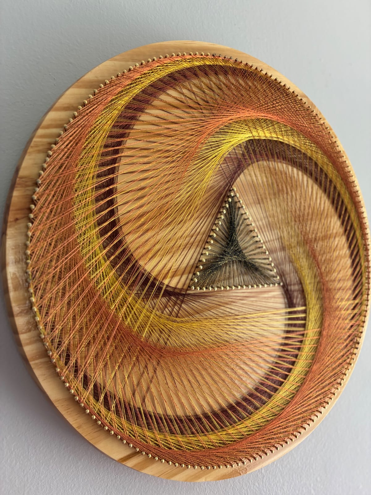 Rust, Gold & Burgundy String Art - Handmade Geometric Wall Art, detail view 4 — handmade string art by Asja