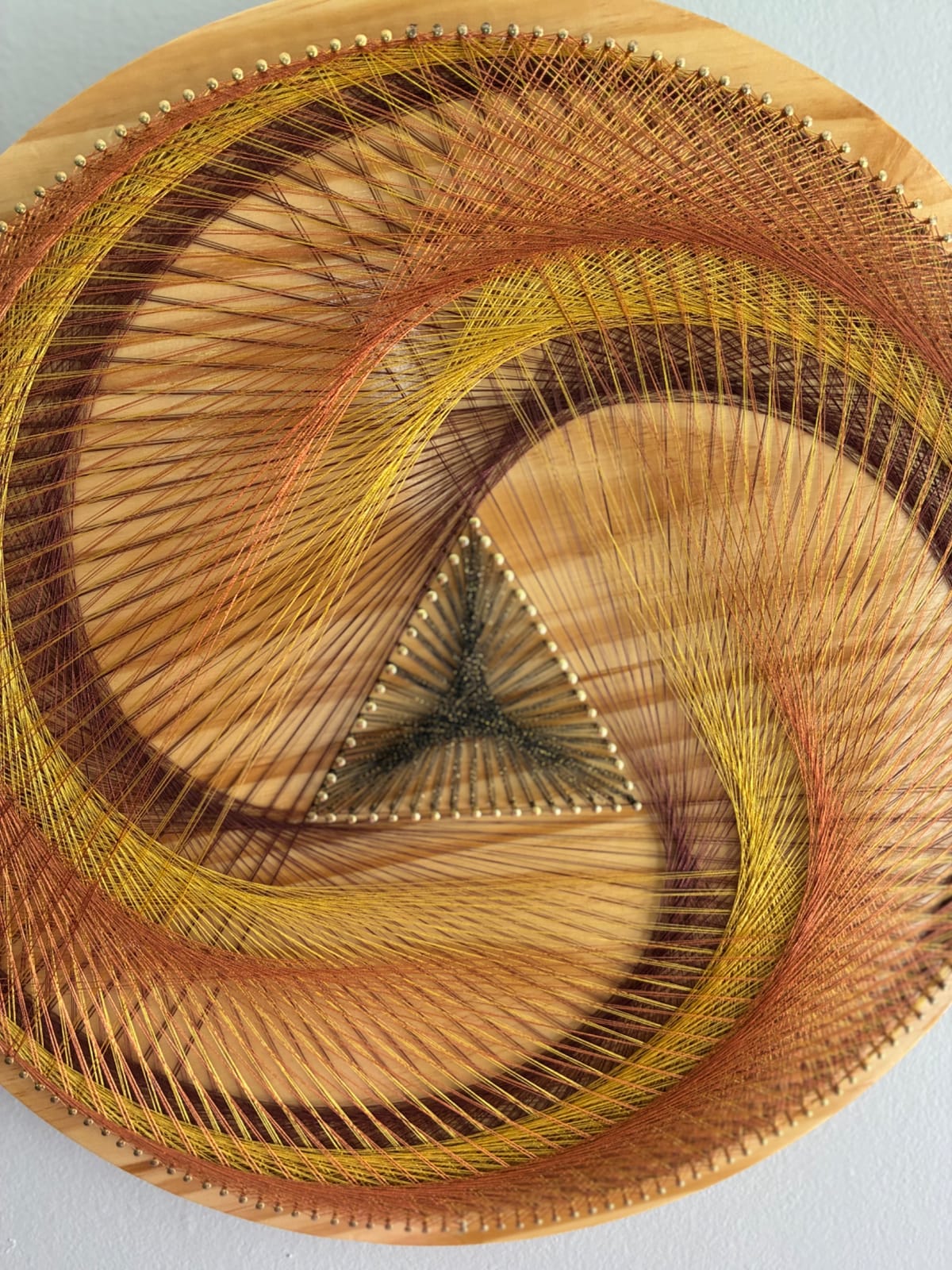 Rust, Gold & Burgundy String Art - Handmade Geometric Wall Art, detail view 5 — handmade string art by Asja