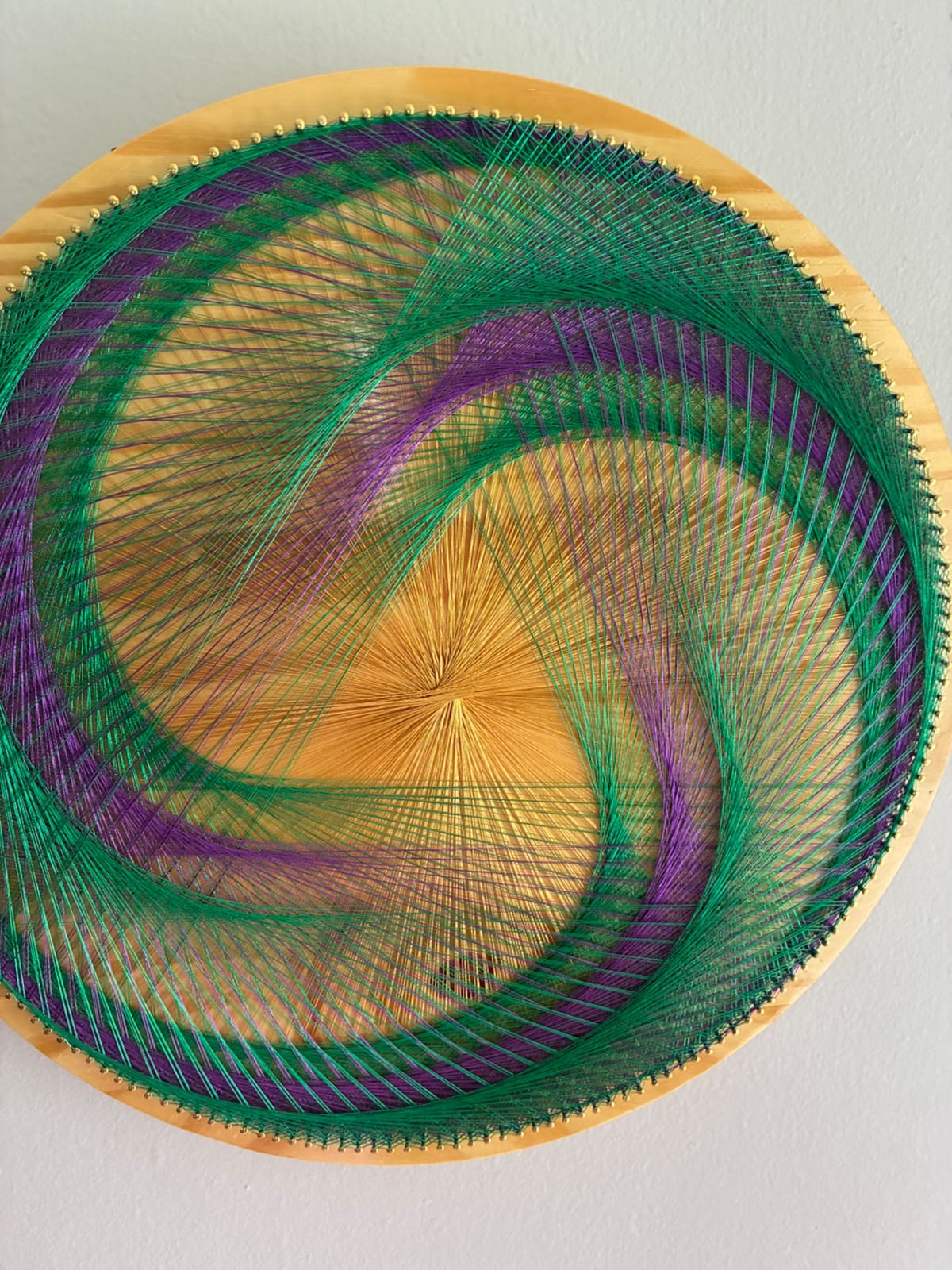 Green, Purple & Gold String Art - Handmade Geometric Wall Art, detail view 6 — handmade string art by Asja