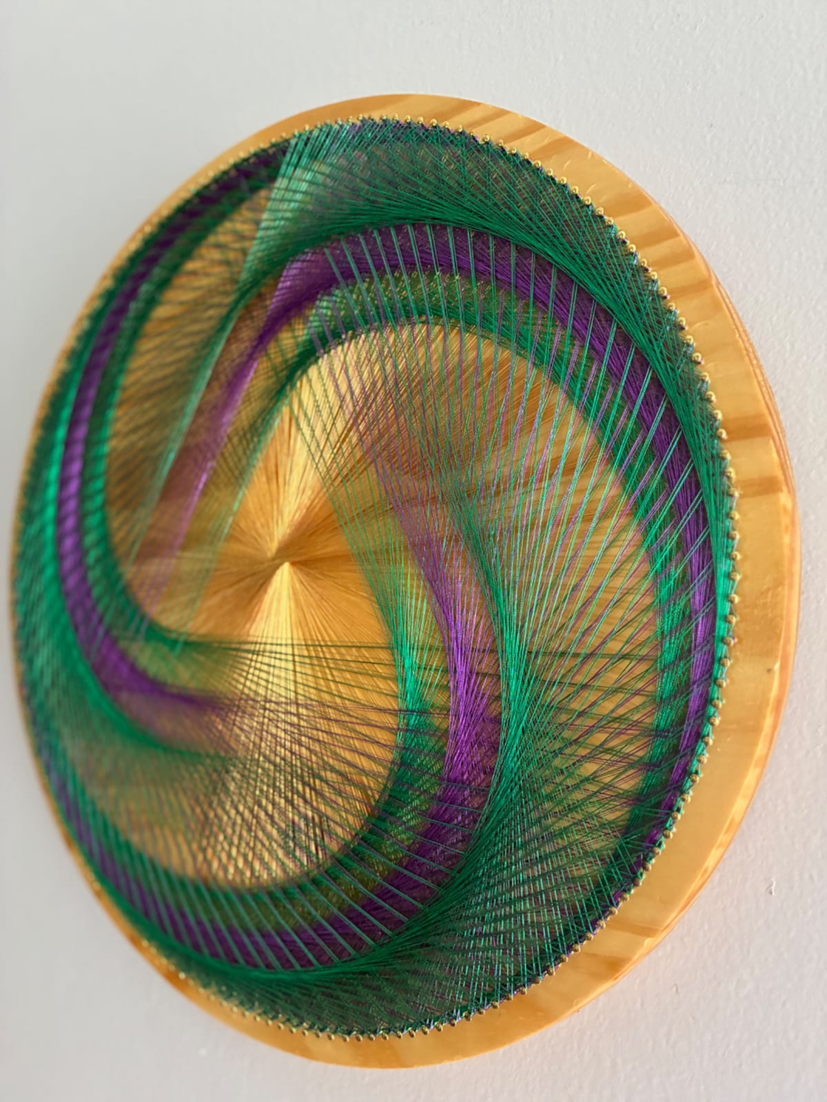 Green, Purple & Gold String Art - Handmade Geometric Wall Art, detail view 7 — handmade string art by Asja