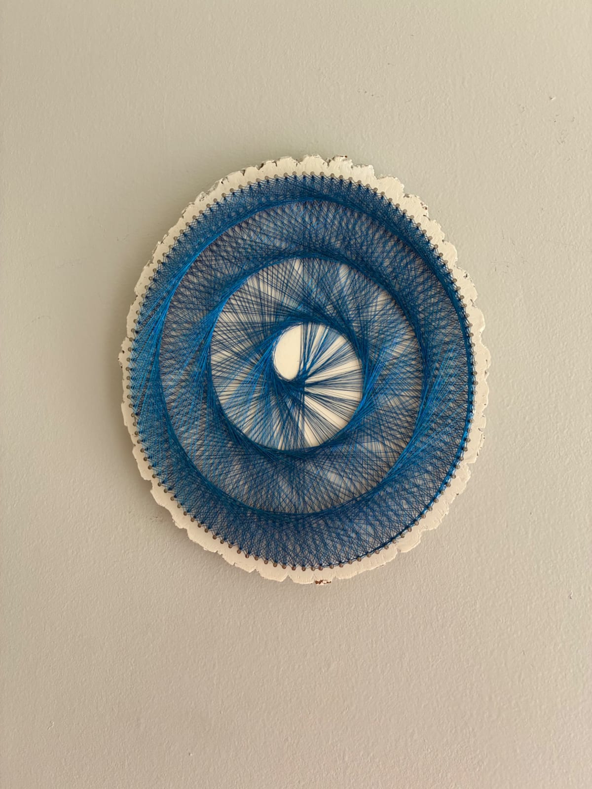 Deep Blue Spiral String Art - Handmade Geometric Wall Art, detail view 3 — handmade string art by Asja